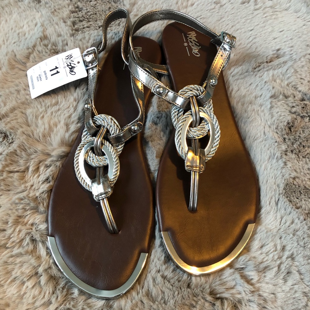 Dark silver sandals with rope detail